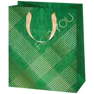 Borsa regalo premium di medie dimensioni verde con scritta "For You" 18x10x23cm