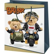 Brrrr orsi su motociclette borsa regalo media con motivo 18x10x23