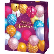 Buon Compleanno borsa regalo media con palloncini lilla 18x10x23cm