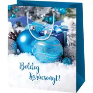 Buon Natale! Borsa regalo blu, taglia media, 18x10x23 cm