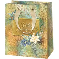 Buon Natale! Borsa regalo esclusiva di medie dimensioni con motivo floreale 18x10x23cm.