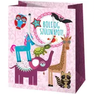 Buon compleanno! Borsa regalo gigante con motivo animale 40x56x20cm