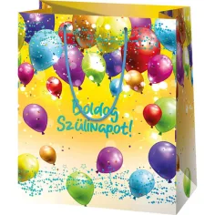 Buon compleanno! Grande borsa regalo esclusiva gialla 26 x 13 x 33 cm