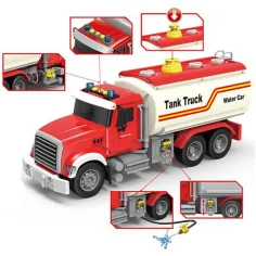 Camion cisterna per il trasporto di carburante ToyStar rosso con effetti luminosi e sonori 36 cm immagine 2