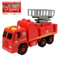 Camion dei pompieri: Autopompa smontabile con cestello elevatore, attrezzi e suoni 20 cm