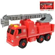 Camion dei pompieri: Autopompa smontabile con gru, attrezzi e suoni 20cm