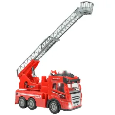 Camion dei pompieri con cestello elevatore telecomandato RC con effetti luminosi, scala 1/48, 27 MHz, 20 cm immagine 3
