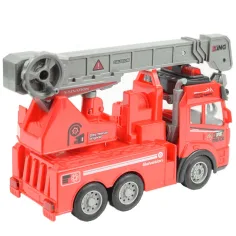 Camion dei pompieri con gru telecomandato RC con effetti luminosi, scala 1/43, 27 MHz, 20 cm immagine 3