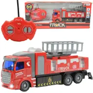 Camion dei pompieri con piattaforma aerea telecomandata RC con effetti luminosi, scala 1/48, 18 cm