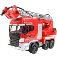 Camion dei pompieri con piattaforma aerea telecomandata RC con idrante, scala 1/24, 27 MHz, 30 cm immagine 2