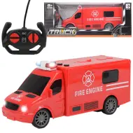 Camion dei pompieri telecomandato RC con effetti luminosi, scala 1/30, 20 cm