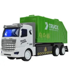 Camion della spazzatura telecomandato RC con luci, scala 1/48, 27MHz, 20cm immagine 2