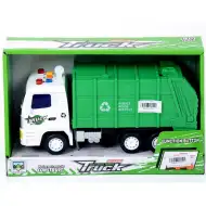 Camion della spazzatura verde con luce