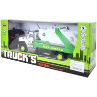 Camion trasportatore di container telecomandato RC di colore verde con luci