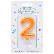 Candela a forma di numero 2 con stelle