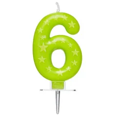 Candela a forma di numero 6 con stelle immagine 2