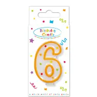 Candela a pois per compleanno numero 6