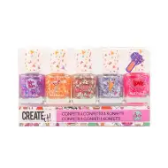 Canenco: Create it! Set di smalti per unghie con coriandoli, 5 pezzi