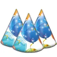 Cappelli da festa con palloncini scintillanti 6 pezzi