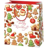 Cardex: "Buon Natale!" borsa regalo gigante con motivo di pan di zenzero 33x15x44cm