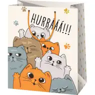Cardex: "Evviva!!!" borsa regalo media con gatti 17x10x23cm