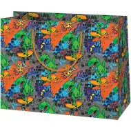 Cardex: Borsa regalo grande a tema dinosauro con skateboard, 26,7x13,7x33cm