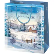 Cardex: Borsa regalo natalizia grande con paesaggio innevato 26x13x33cm
