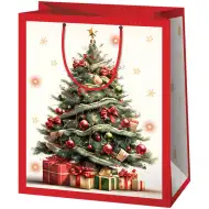 Cardex: Sacchetto regalo di dimensione media con albero di Natale e regali 17x10x23 cm