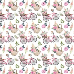 Carta da regalo rosa con motivo di biciclette 100x70 cm
