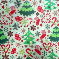 Carta da regalo verde con alberi di Natale 200x70 cm