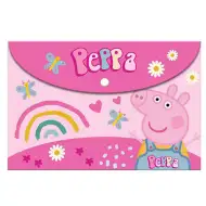 Cartella portadocumenti rosa con bottoni di Peppa Pig, formato A4