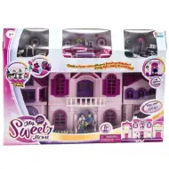 Casa delle bambole con accessori, bambole, suoni e luci