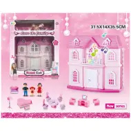 Casa delle bambole con mobili, bambole, suoni e luci 31x14x35,5cm