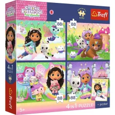 Casa delle bambole di Gabi 4 x 88 pezzi Premium Plus puzzle per bambini con poster - Trefl