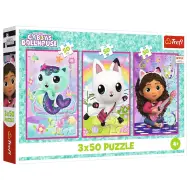 Casa delle bambole di Gabi con Gabi e i gatti puzzle 3x50 pezzi - Trefl