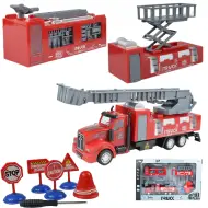City Truck: Camion dei pompieri a volano trasformabile con segnali stradali 19cm