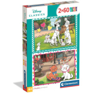 Classici Disney - La carica dei 101 e Gli Aristogatti, puzzle Supercolor 2x60 pezzi - Clementoni