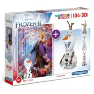 Clementoni: Disney Frozen 2 in 1 puzzle da 104 pezzi e modello di Olaf