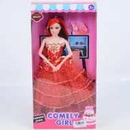 Comely Girl bambola fashion da 28 cm con abito da sera rosso e accessori
