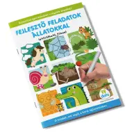 Compiti di sviluppo con animali in un quaderno cancellabile con pennarello.