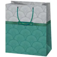Con affetto! Borsa regalo elegante di medie dimensioni con intarsi dorati 18x10x23cm.