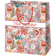 Con tanto affetto! Borsa regalo di medie dimensioni con fiori 18x23x10cm