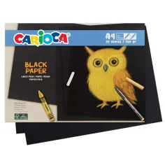 Confezione da 20 fogli di carta nera formato A4 - Carioca
