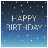 Confezione da 20 tovaglioli di carta a 2 strati con scritta "Happy Birthday" di colore blu