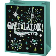 Congratulazioni! Borsa regalo esclusiva verde di dimensioni normali 11x6x15cm