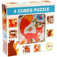 Cubi di fiaba con animali della foresta, set da 4 pezzi.