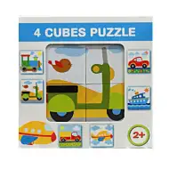Cubo puzzle con motivo veicoli, set da 4 pezzi