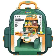 Cucina giocattolo nello zaino con 3 in 1, 21 pezzi