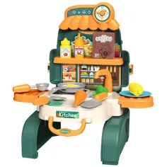Cucina giocattolo nello zaino con 3 in 1, 21 pezzi immagine 3