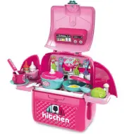 Cucina giocattolo portatile 2 in 1 rosa in zaino